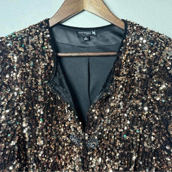Antthony Women's Black Velvet Copper Sequin Jacket Size 1X - Picture 9 of 15